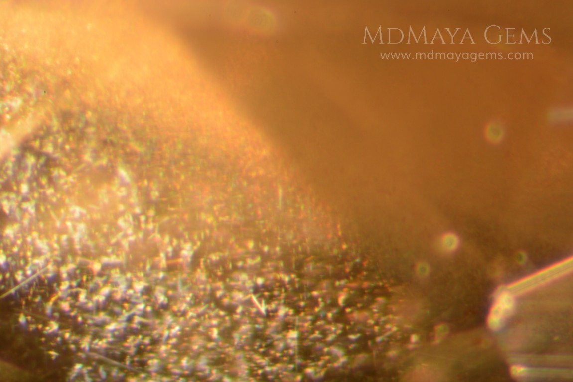 Inclusions in Greenish Yellow Sapphire 1.12 ct