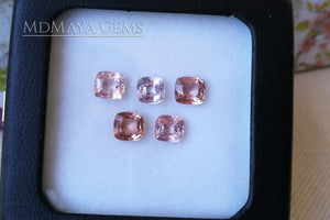 Pale pink spinels Lot over 5.50 ct. Cushion cut.