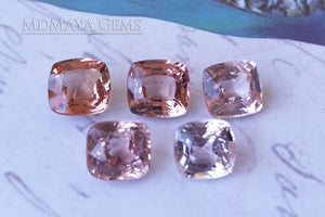 Pale pink spinels Lot over 5.50 ct. Cushion cut.