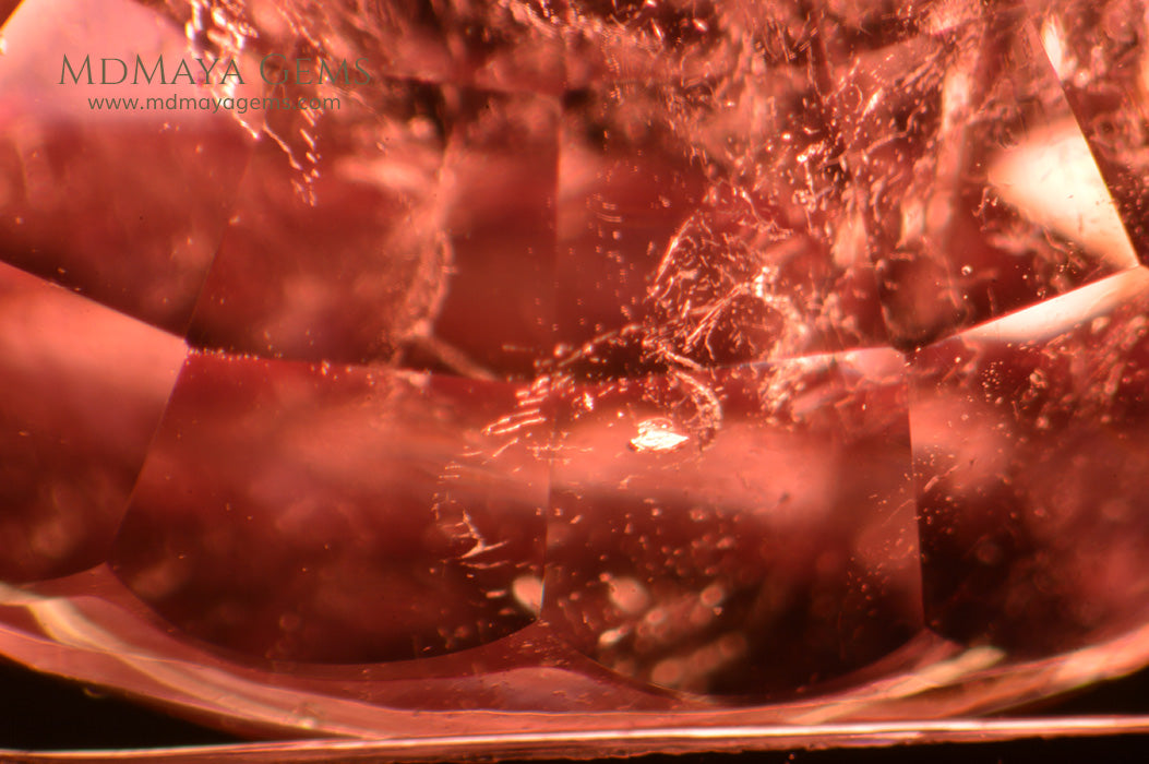 Inclusions in Hot Pink Rubellite Tourmaline Gemstone Oval Cut 4.44 ct