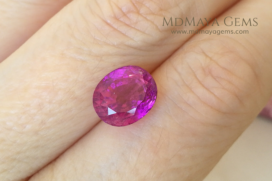 Hot Pink Rubellite Tourmaline Gemstone Oval Cut 4.44 ct