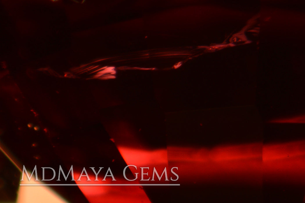 Inclusions in Brilliant luster Natural Rich Red Burmese Spinel! Oval cut. 1.30 ct.