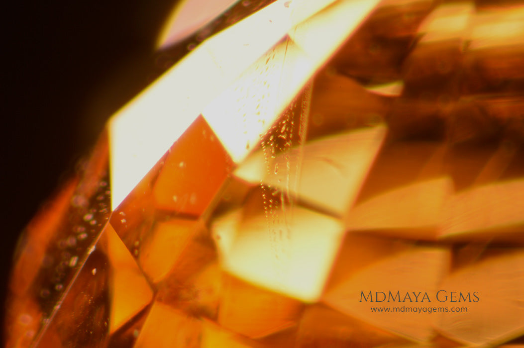 Inclusions in Yellow Mali Garnet Oval Cut 1.38 ct