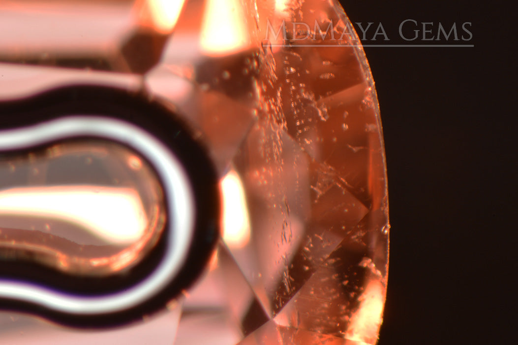 Inclusions in Natural Peach Pink Tourmaline from Mozambique. Fancy Cut. 3.27 ct