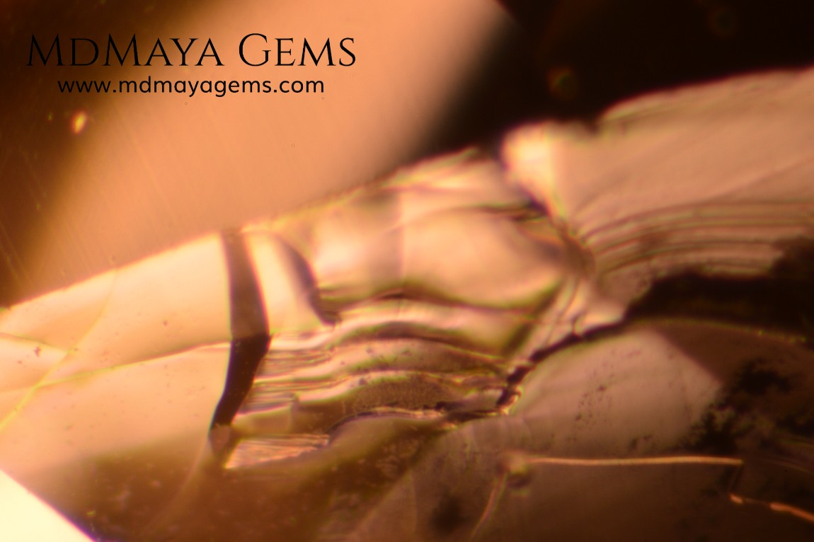 Inclusion in a Morganite under microscope