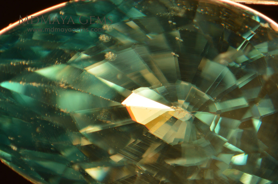 Strong Birefringence in Blue Zircon Gemstone Pear Cut 5.65 ct