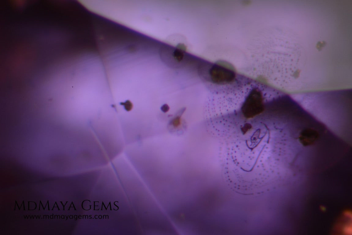 Inclusions in Color Change Sapphire  1.38 ct (Heated)