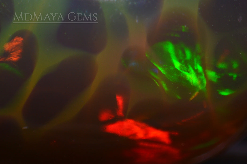 Top Brilliant honeycomb pattern Welo Ethiopian Opal. 1.09 ct under microscope