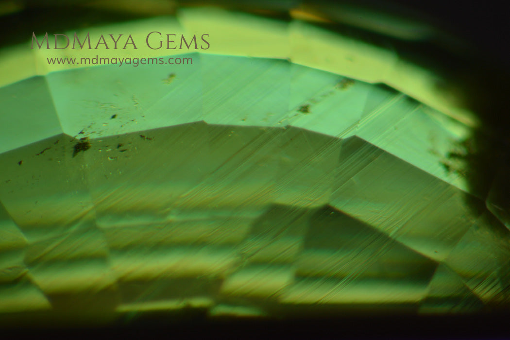 Inclusions in Vivid Green Demantoid Garnet Oval Cut 1.30 ct