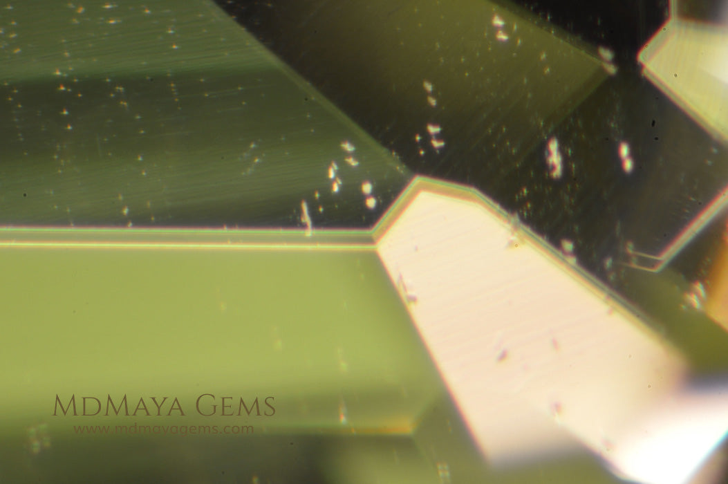 Inclusions in Cushion Green Burmese Peridot 2.03 ct