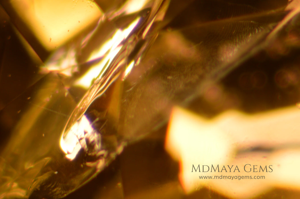 Inclusions in Green Yellow Mali Garnet Cushion Cut 1.08 ct