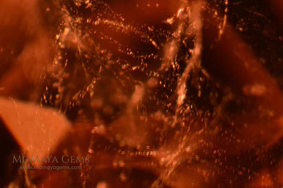 Inclusions in Orangy Red Tourmaline Fancy Cut 3.80 ct