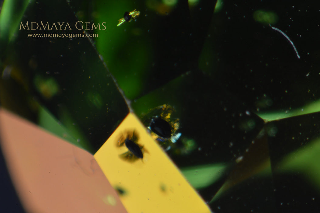 Inclusions in Genuine Green Peridot Gems Trillion Cut 6.50 ct pair