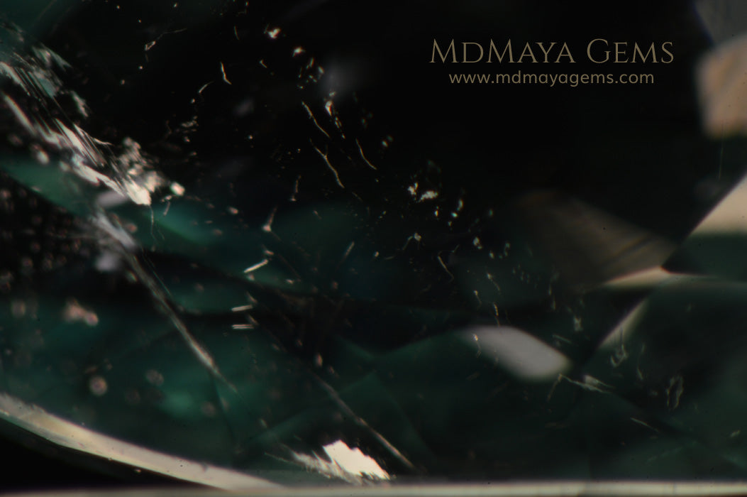 Inclusions in Finest Neon Greenish Blue Paraiba Pear Cut 2.21 ct 