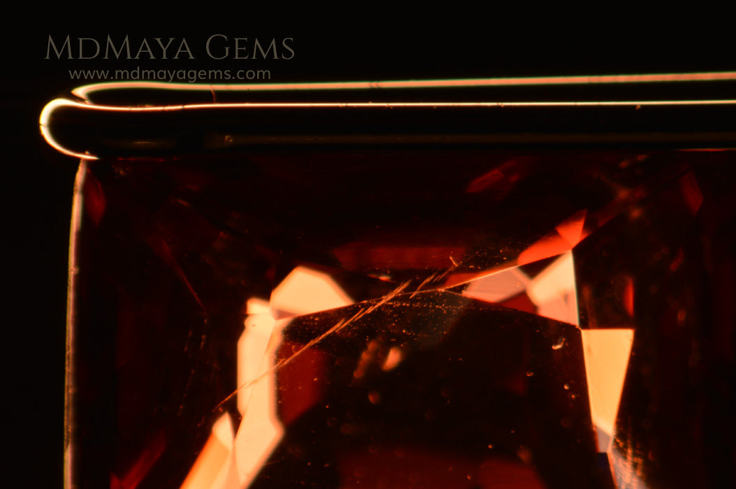Inclusions in Flame Orange Burma Spinel Cushion Cut 2.29 ct