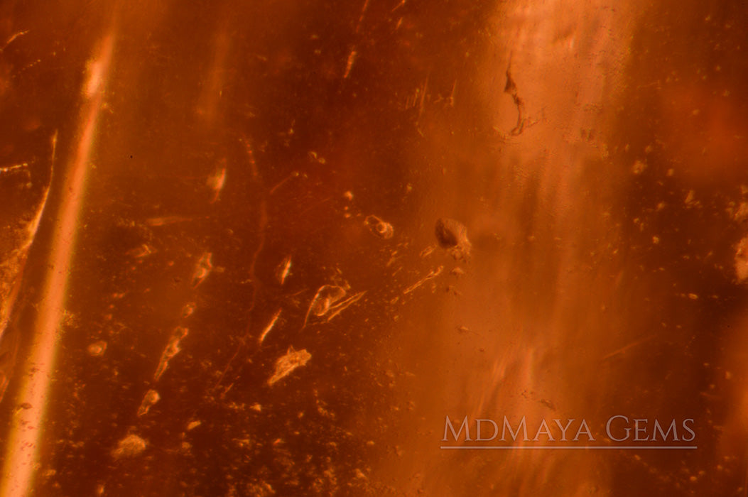Two-Phase Inclusions in Natural Orange Imperial Topaz Gemstone Square Cabochon 4.61 carat 