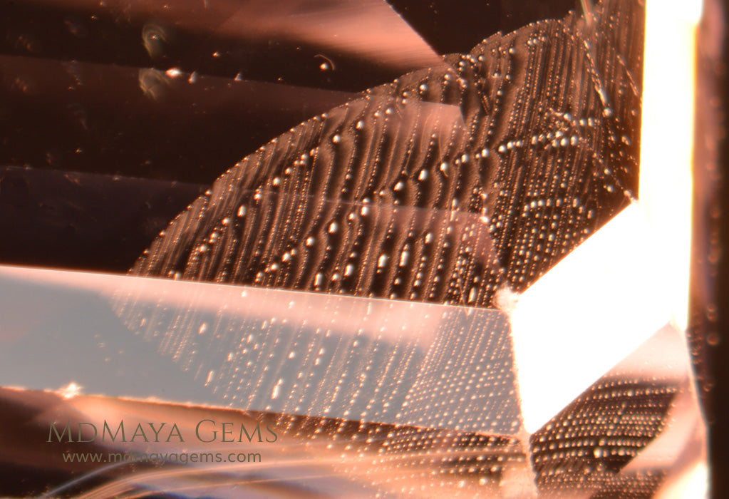 Inclusions in Pink Kunzite Gemstone Emerald Cut 25.49 ct