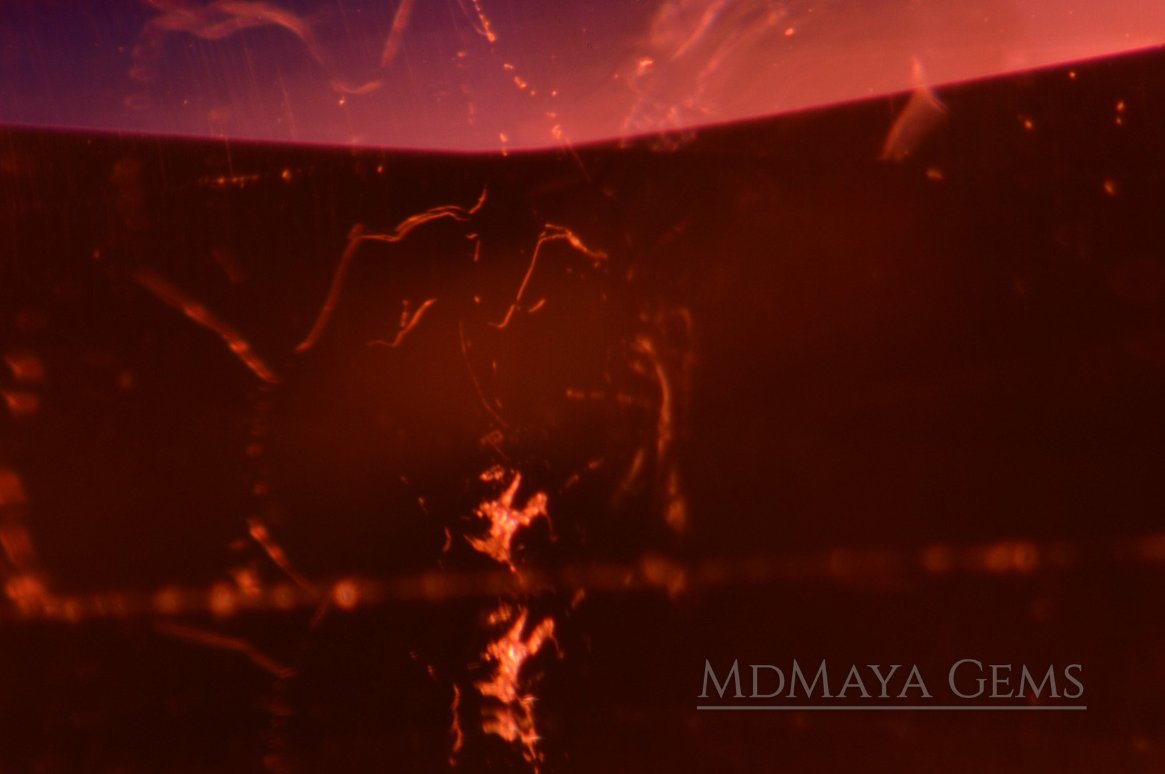 Inclusions in Purplish Red Rubellite Tourmaline Fancy Cut. 4.15 ct