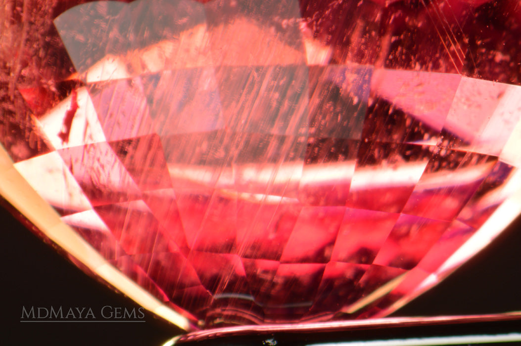 Inclusions in Neon Pink Rubellite Tourmaline from Mozambique Oval Cut 4.14 ct