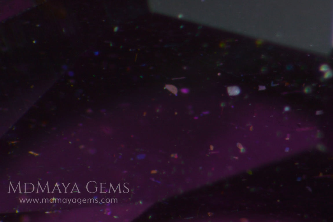 Inclusions in untreated rhodolite garnet (umbalite) 3.29 ct