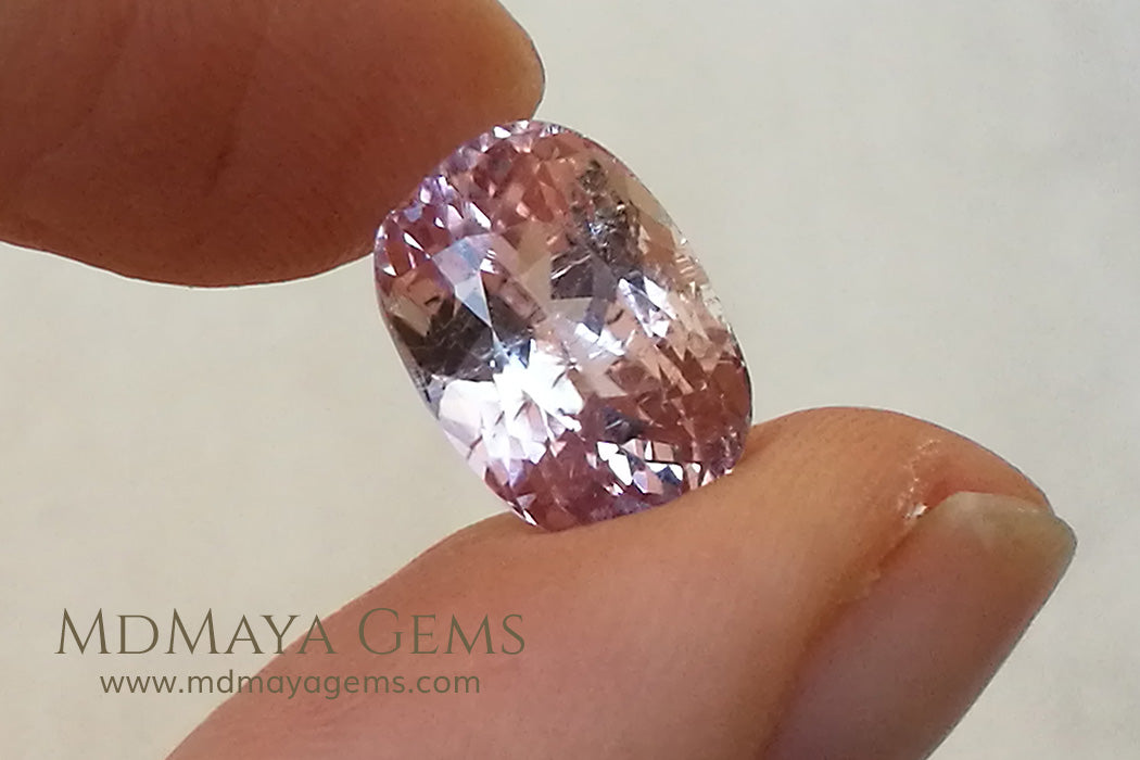 Natural Pink Kunzite 6.11 ct under daylight