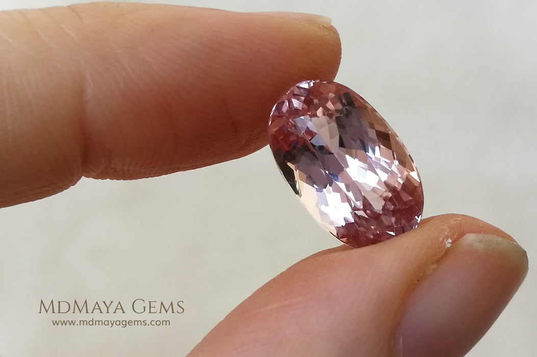 Light Pink Kunzite Stone 7.83 ct under daylight