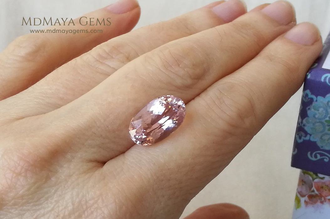 Light Pink Kunzite Stone 7.83 ct under daylight