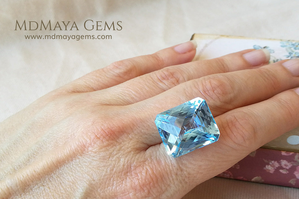 Genuine Large Blue Topaz Gem Fancy Cut 42.70 ct