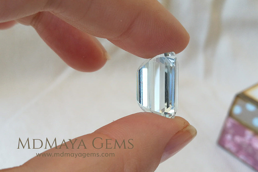 Very Light Blue Aquamarine 19.63 ct Emerald cut