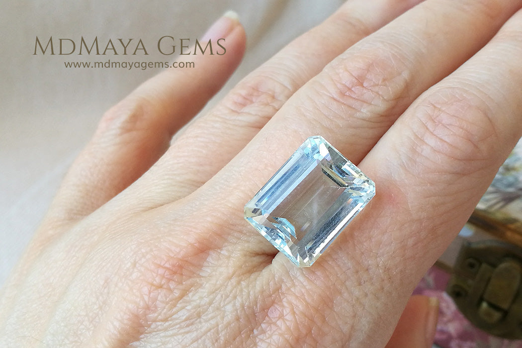 Very Light Blue Aquamarine 19.63 ct Emerald cut