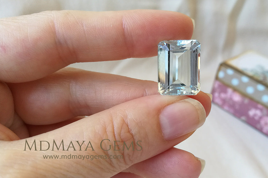 Very Light Blue Aquamarine 19.63 ct Emerald cut