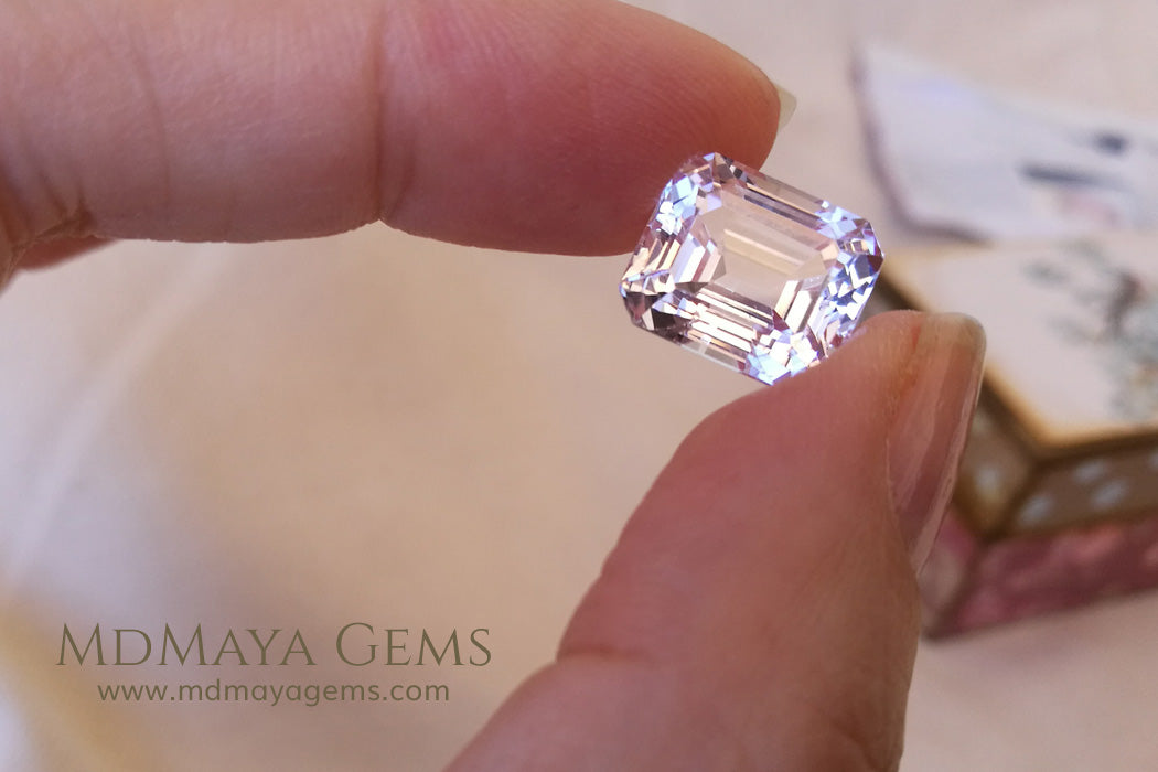 Light Pink Kunzite Gemstone Emerald Cut 8.35 ct