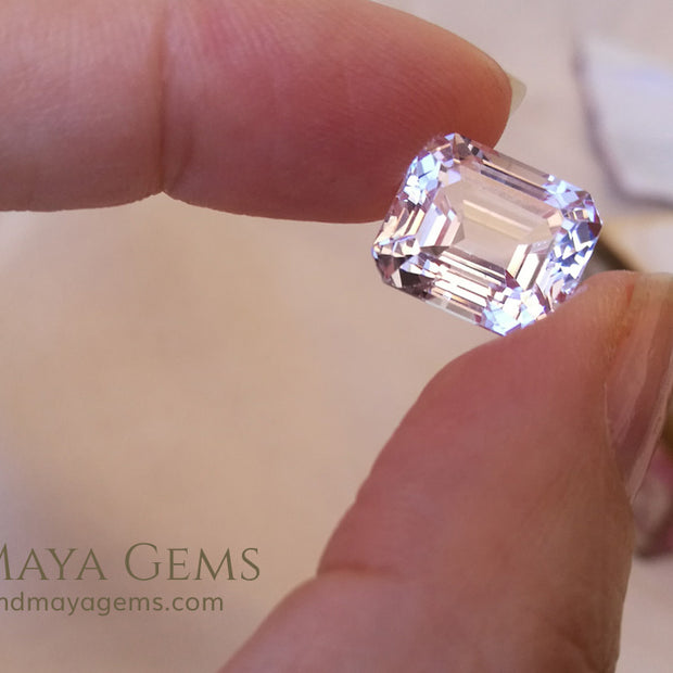 Light Pink Kunzite Gemstone Emerald Cut 8.35 ct