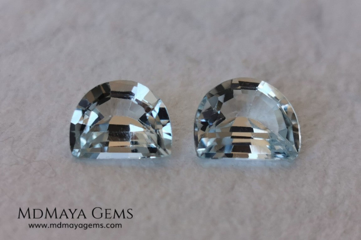 Beautiful pair of very light blue topazes. 6.50 ct