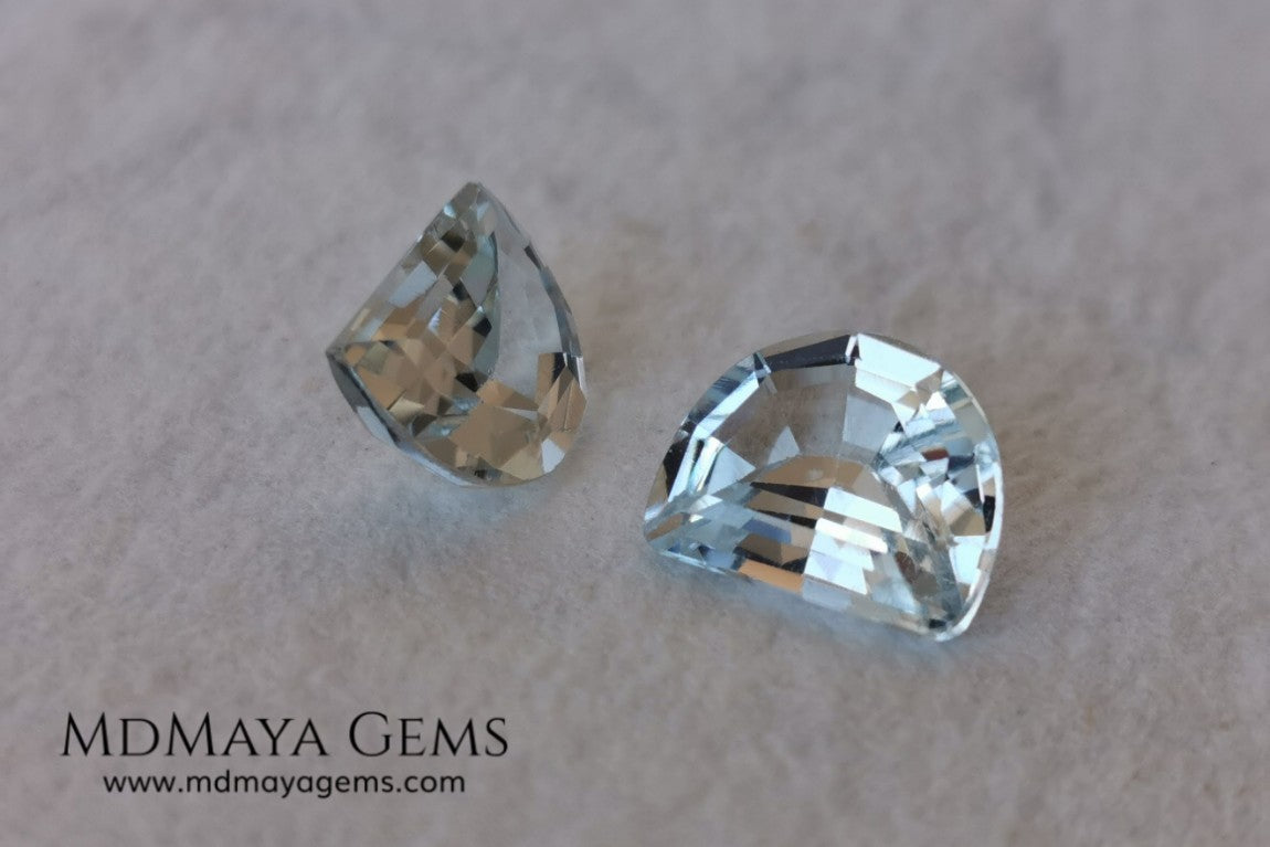 Beautiful pair of very light blue topazes. 6.50 ct