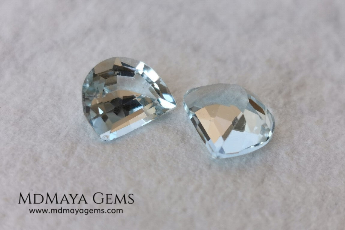 Beautiful pair of very light blue topazes. 6.50 ct