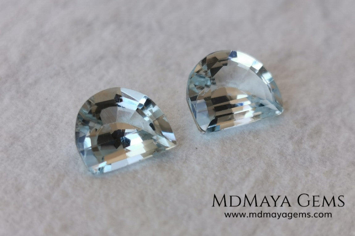 Beautiful pair of very light blue topazes. 6.50 ct