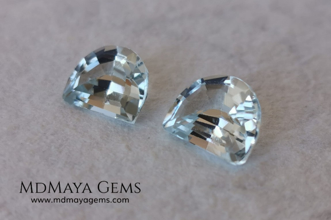 Beautiful pair of very light blue topazes. 6.50 ct