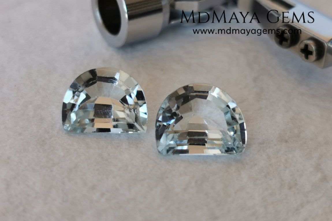 Beautiful pair of very light blue topazes. 6.50 ct