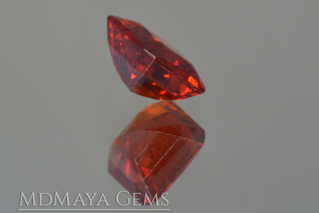 Stunning Vivid Reddish Orange Spessartite Garnet. Square Cut. 2.64 ct.