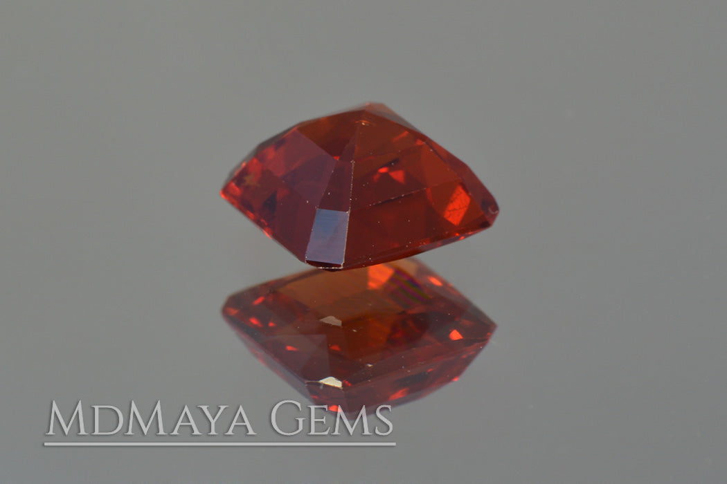 Stunning Vivid Reddish Orange Spessartite Garnet. Square Cut. 2.64 ct.