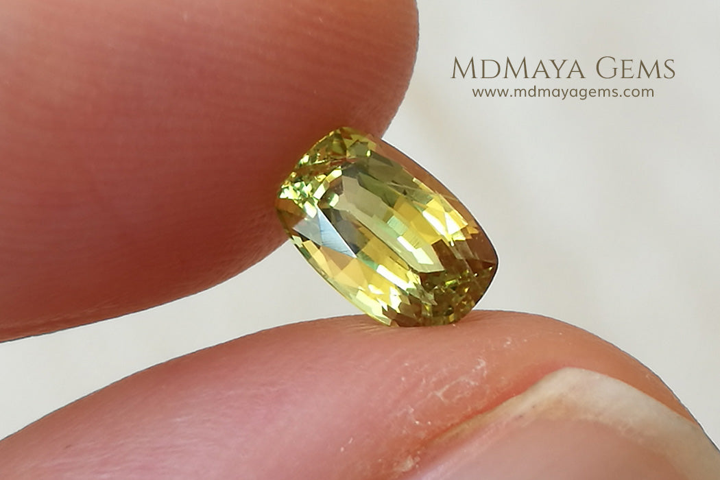 Green Yellow Mali Garnet Cushion Cut 1.08 ct