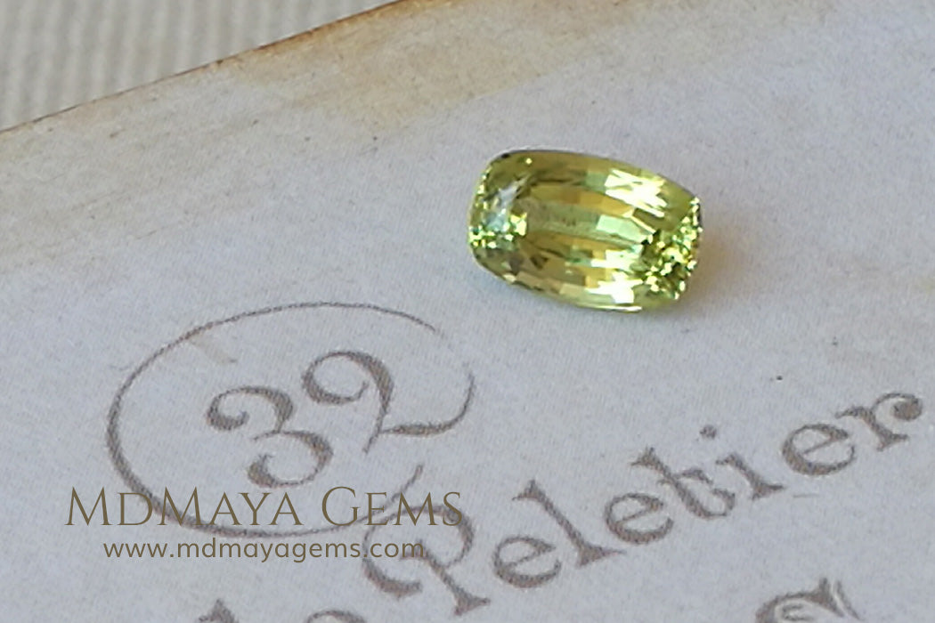 Green Yellow Mali Garnet Cushion Cut 1.08 ct