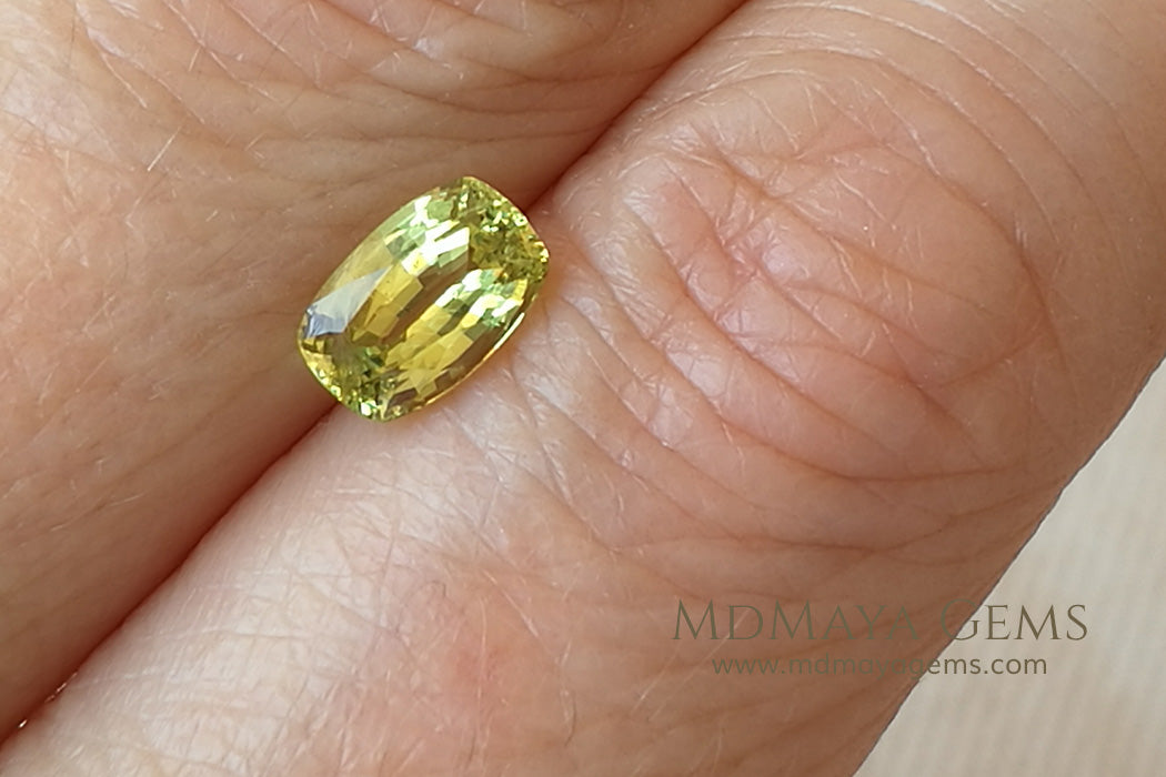 Green Yellow Mali Garnet Cushion Cut 1.08 ct