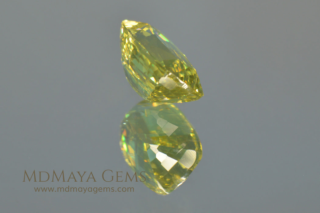 Green Yellow Mali Garnet Cushion Cut 1.08 ct