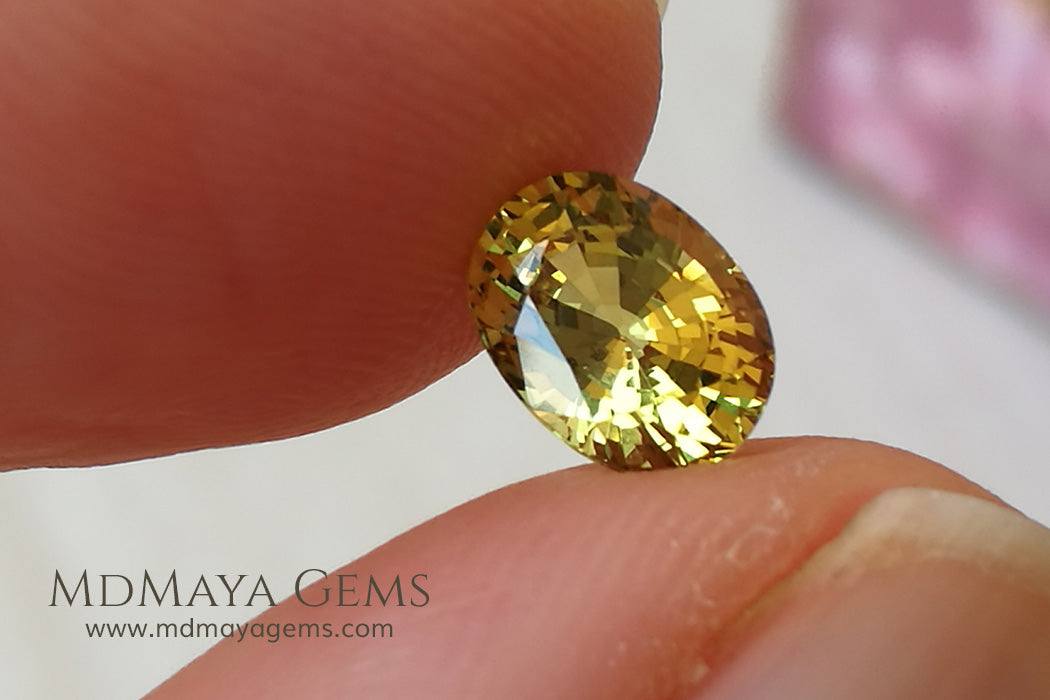Greenish Yellow Mali Garnet Gemstone Oval Cut 1.25 ct