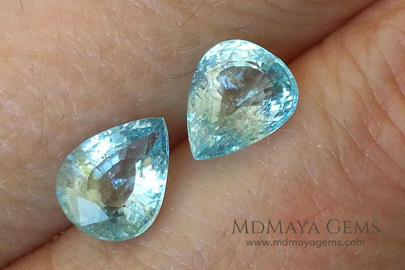 Pair Blue Paraiba Tourmaline Gemstones. Pear Cut. 3.41 Ct. Total ...