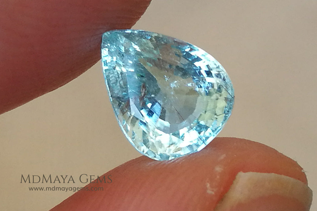 Pair Blue Paraiba Tourmaline Gemstones Pear Cut 3.41 ct total