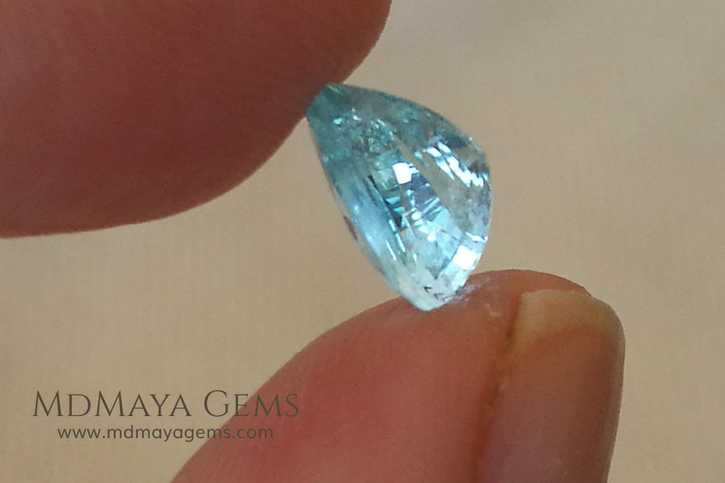 Pair Blue Paraiba Tourmaline Gemstones Pear Cut 3.41 ct total