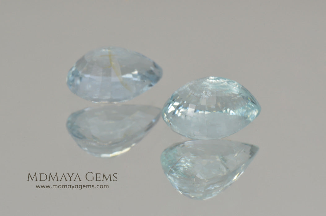 Pair Blue Paraiba Tourmaline Gemstones Pear Cut 3.41 ct total